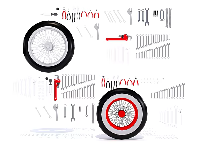 Comprehensive Hardware Tools Collection Featuring Wrenches Screwdrivers And Tires For Mechanical Use 3d model