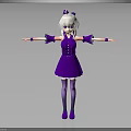 Anime Character In Purple Dress With White Hair Bow And Outstretched Arms