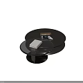 Stylish Round Coffee Table With Glass Top And Metal Base Displaying Magazines On Top