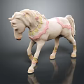 Cute White Pony Doll With Pink And Yellow Decorative Details And Lace Accents
