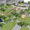 Modern Park Landscape Design With Lush Trees Green Lawns And Walking Paths