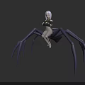 Purple Haired Female Character Sitting On Large Black Spider With Mechanical Legs