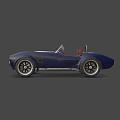 Blue Classic Convertible Sports Car With White Racing Stripes And Retro Design