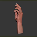 Pink Human Hand With Palm Up Making Specific Gesture Against Dark Background With Reflection 3d model