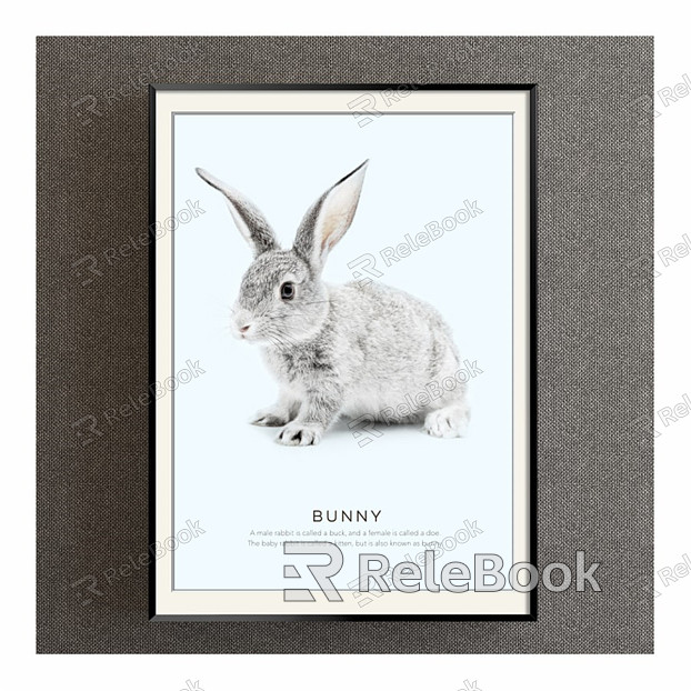 Modern animal painting gray children's room animal rabbit decorative painting model