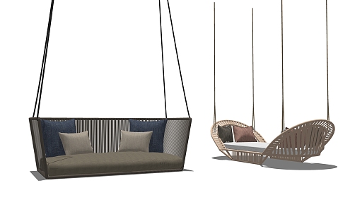 Modern Hanging Chair Outdoor Rattan Swing Rocking Chair Combination 3d model