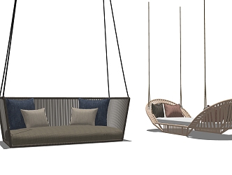 Modern Hanging Chair Outdoor Rattan Swing Rocking Chair Combination 3d model