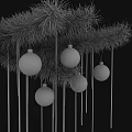 Decorative Colorful Christmas Ornaments Hanging On Green Pine Branches For Holiday Decoration