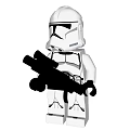 Detailed LEGO Clone Trooper Brick Figure with Front and Back View Holding Blaster Gun