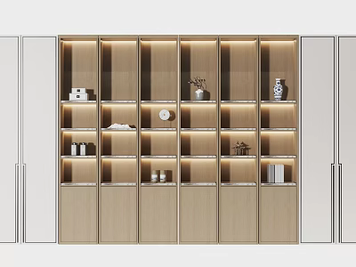 Modern Decorative Cabinet With Multiple Shelves And Built In Lighting For Displaying Decorative Items 3d model