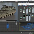 Modern Military Tank 3D Model with Green Camouflage Armored Turret and Tracks