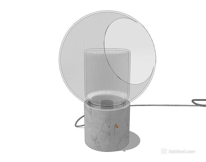 Modern Table Lamp With Marble Base And Transparent Circular Design 3d model