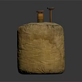 Traditional Cloth Wrapped Cylindrical Container With Wooden Stoppers On Vintage Storage Vessel