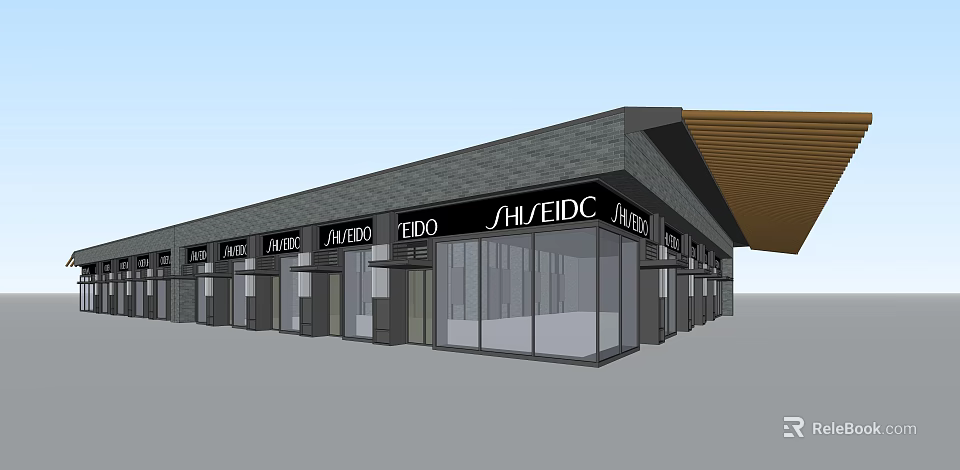 Modern Commercial Complex Architectural Design With Multiple Storefronts Glass Windows And Signages 3d model