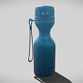 Blue Metal Water Bottle With SHUBBEAKED Logo Lion Head Design And Carabiner Strap