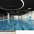 Spacious Modern Fitness Gym With Treadmills Exercise Bikes And City Night View