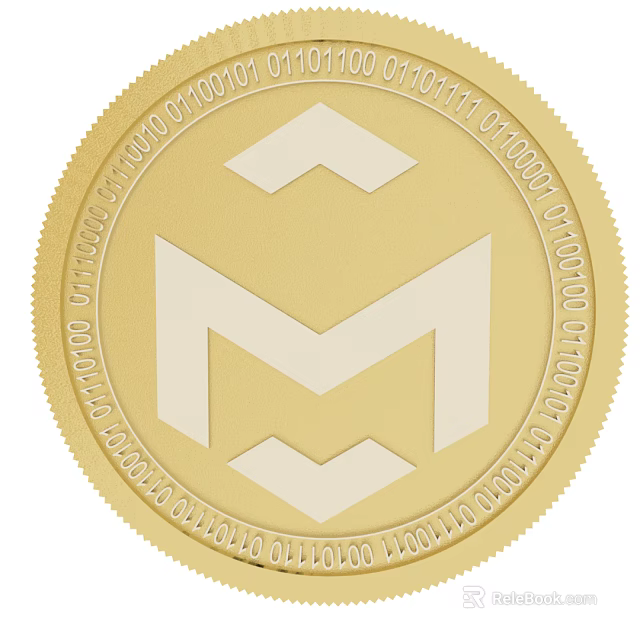 Gold Circular Jewelry Pendant Featuring White M Letter and Engraved Edges Design 3d model 