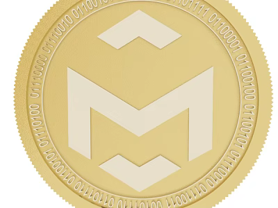 Gold Circular Jewelry Pendant Featuring White M Letter and Engraved Edges Design 3d model