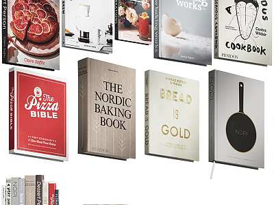 Cooking Books Collection Including Pizza Bible Nordic Baking Bread and Gold Recipes 3d model