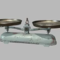 Vintage Commercial Equipment Double Pan Mechanical Balance Scale With Rustic Base
