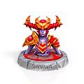 Shyvana Female Character Figurine With Red Horns Purple Skin Red Gold Decorations And Base