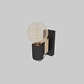 Modern Wall Lamp With Black Square Frame Wooden Accents And Clear Glass Spiral Filament Bulb