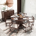 New Chinese Dining Table and Chair Sideboard Combination 3d model