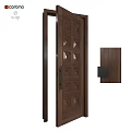 Wooden Door With Square Patterns And Modern Handle For Interior Design 3d model