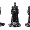 Game Movie Character Batman Statue with Black Armor Cape Gear Design Base Three Different Angles
