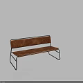 Modern Leisure Bench with Brown Leather Seat and Black Metal Frame in Contemporary Design