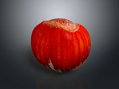 Vibrant Ripe Red Striped Fruit With Natural Texture Isolated On Dark Background 3d model