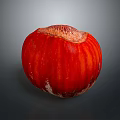 Vibrant Ripe Red Striped Fruit With Natural Texture Isolated On Dark Background