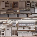 Organized Modern Kitchen Appliances Display Featuring Cabinets Ovens Refrigerators And Range Hoods