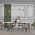 Modern Dining Table and Chair Combination 3d model