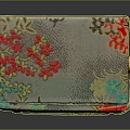 Decorative Glass Box With Colorful Floral Pattern Green Red Gold And Gold Clasp Detail