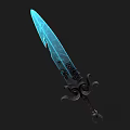 Fantasy Decorative Sword With Blue Glowing Blade Ornate Hilt And Intricate Patterns Design