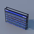 Multi-layer Metal Display Shelf with Blue Design and Storage Layers for Retail Use 3d model