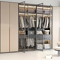 Elegant Modern Wardrobe Design With Glass Doors Built-in Storage Drawers And Hanging Space