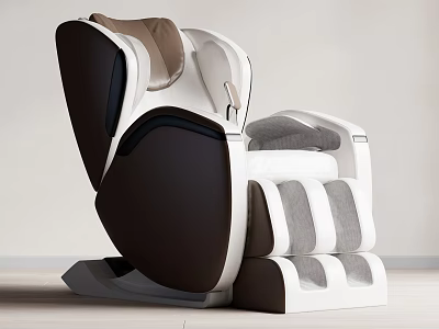 Modern Massage Chair Featuring Black White Brown Design Ergonomic Backrest Armrest And Footrest 3d model
