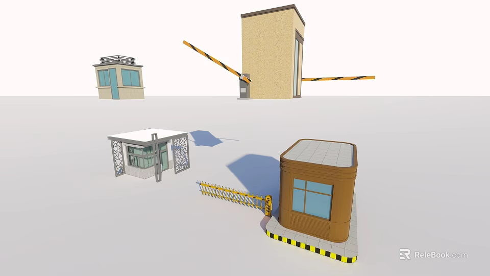 Modern Security Booths Gate Barriers And Small Building Structures Design 3d model