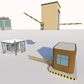 Modern Security Booths Gate Barriers And Small Building Structures Design 3d model