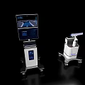 Modern Medical Equipment With Mobile Cart Dual Screens And Diagnostic Scanner