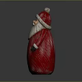 Festive Santa Claus Decorative Figurine In Red Outfit Holding Small Christmas Tree