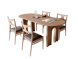 Middle style dining table and chair combination 3d model