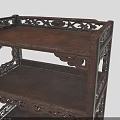 Elegant Chinese Style Wooden Multi Tiered Carved Shelf With Decorative Patterns