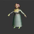 Green Skinned Mythical Creature Character Wearing Green Dress and Red Headscarf Standing Pose