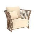 Wicker Outdoor Sofa Featuring Beige and Gray Cushions in Various Angles 3d model