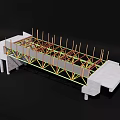 Bridge Structure Model Featuring Metal Framework Support Beams And Concrete Bases 3d model