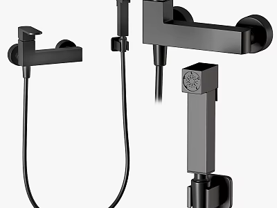 Modern Black Shower System With Handheld Sprayer And Fixed Fixture Design 3d model
