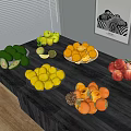Fresh Assorted Fruits Platter With Green Apples Lemons Oranges Peaches Pineapple And Avocados On Table
